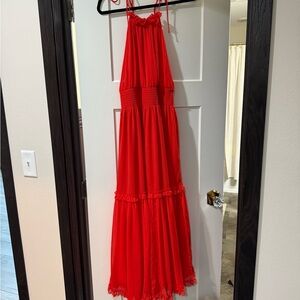 Banana Republic Red High Neck Maxi Dress - adjustable straps